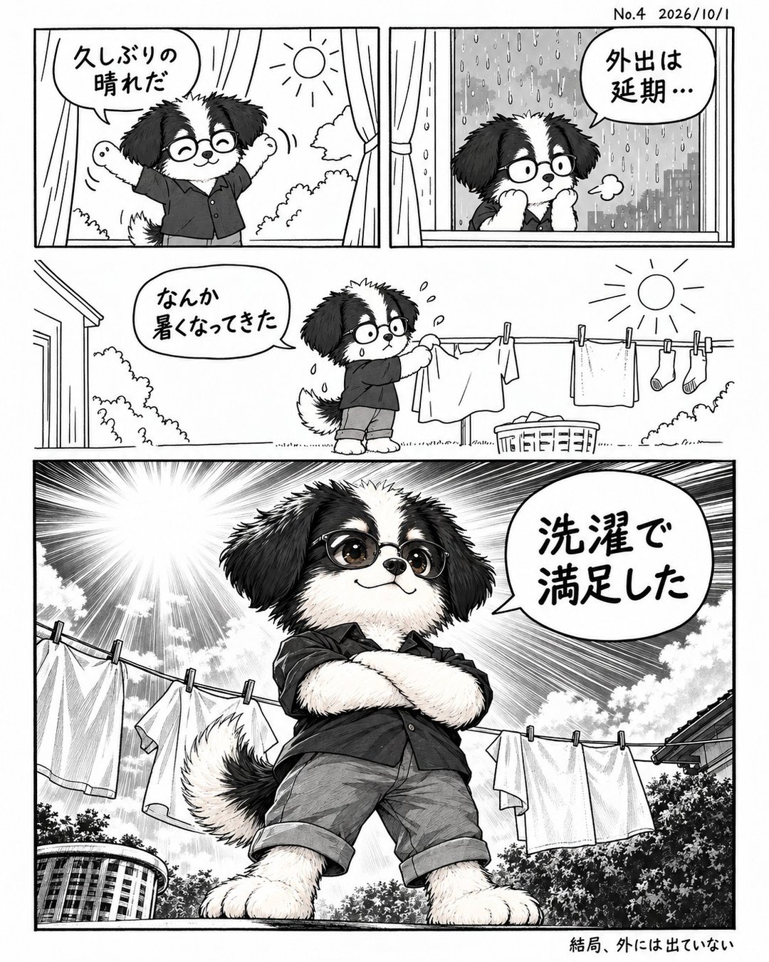 マンガ日記 No.4「洗濯で満足して外出せず」