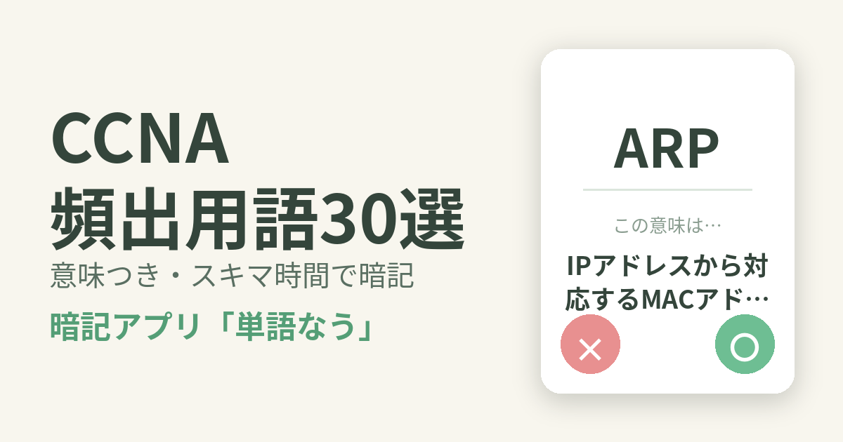 CCNA（Cisco Certified Network Associate）の頻出用語を意味つきで暗記