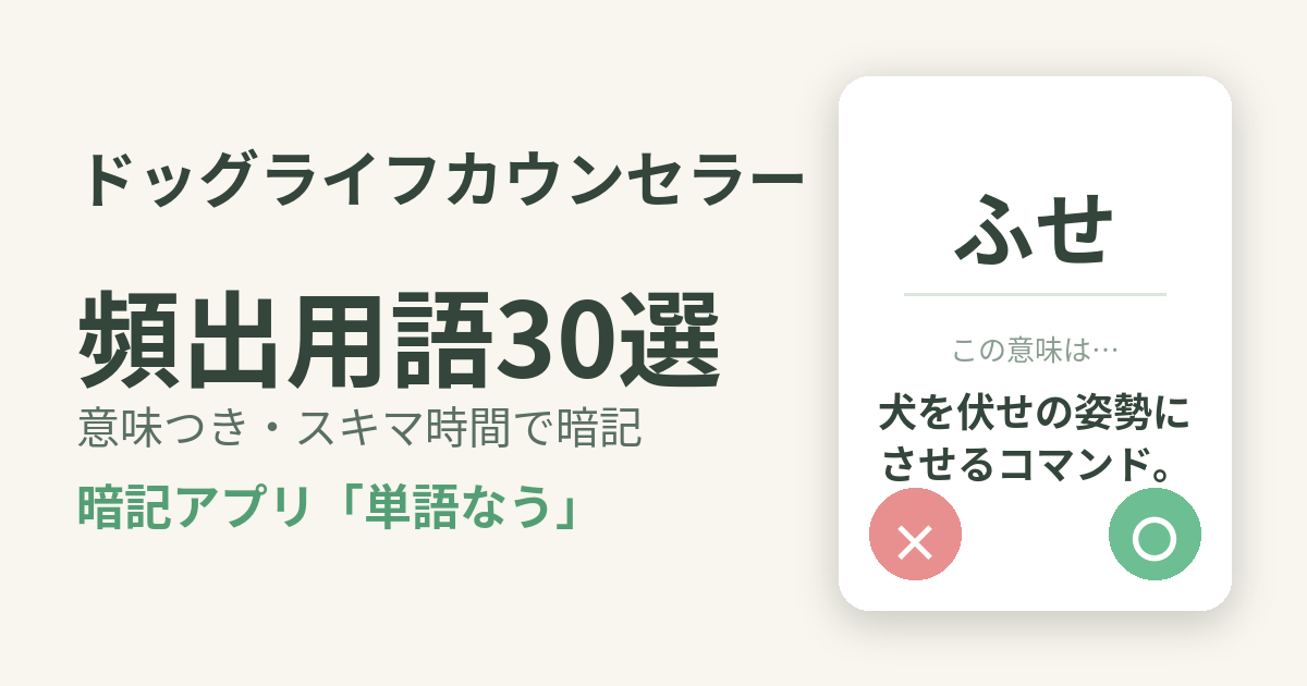 ドッグライフカウンセラーの頻出用語を意味つきで暗記