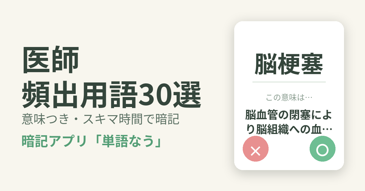 医師の頻出用語を意味つきで暗記
