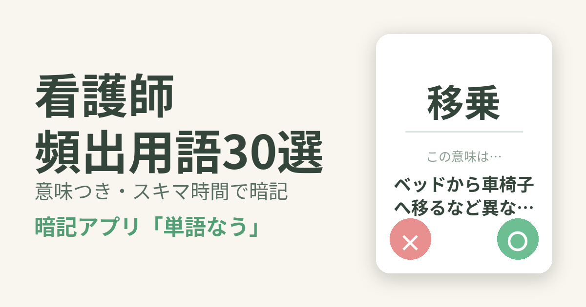 看護師の頻出用語を意味つきで暗記