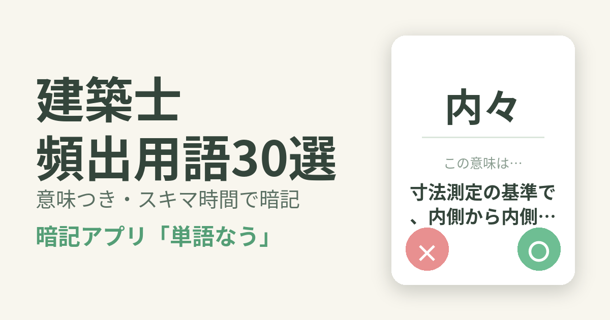 建築士の頻出用語を意味つきで暗記