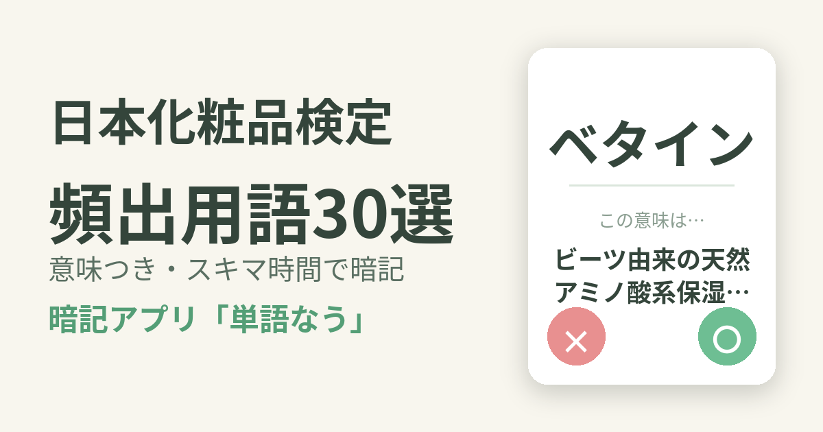 日本化粧品検定の頻出用語を意味つきで暗記